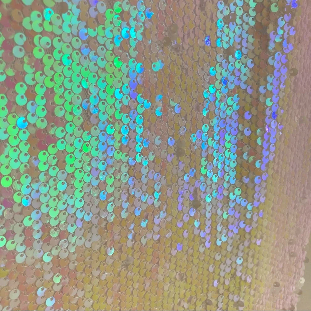 Lulu’s Mirrorball White Iridescent Sequin Mini Dress, Sz XL - Picture 10 of 16